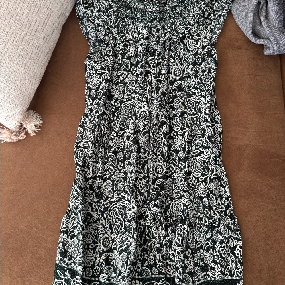 LOFT Green and White Floral Maxi Dress